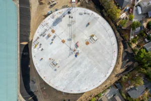 Construcción de estanque de agua para sistema de bombeo contra incendios